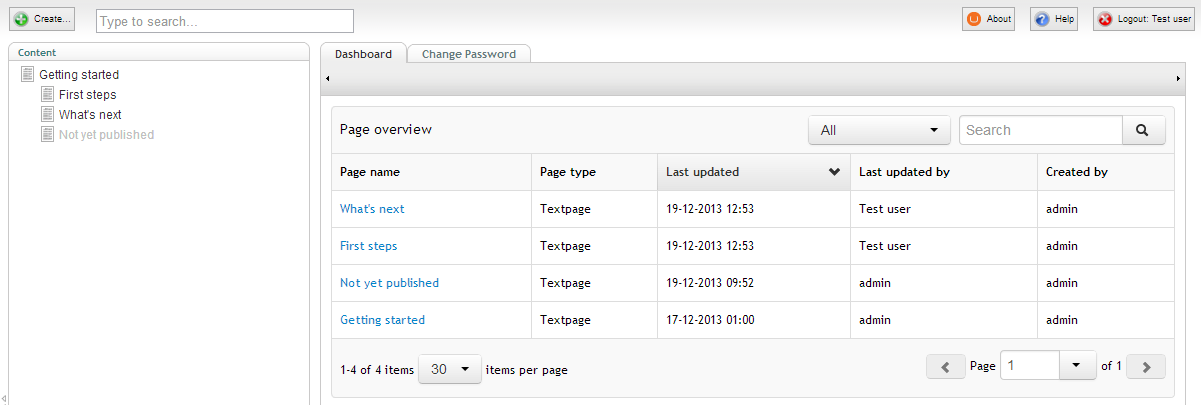 Dashboard page overview step 2