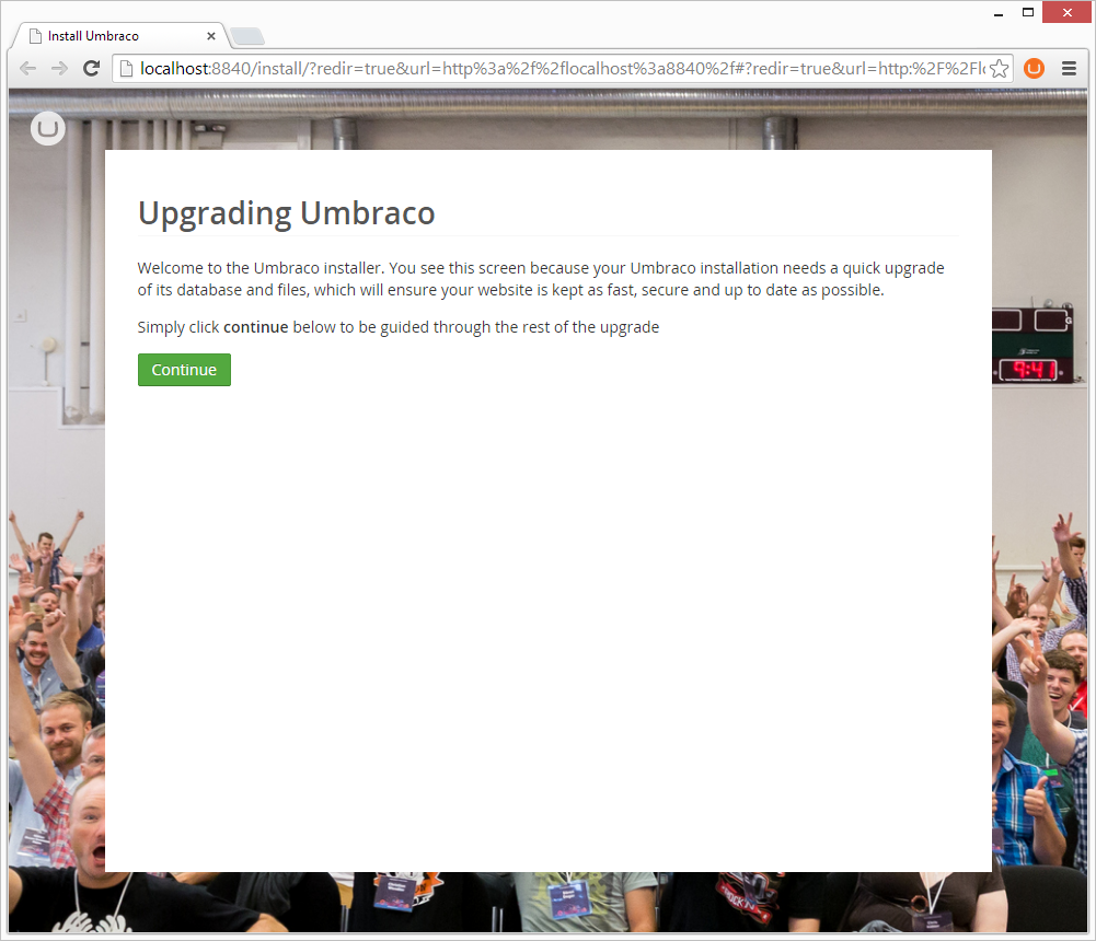 Umbraco upgrade screen - what time is it?
