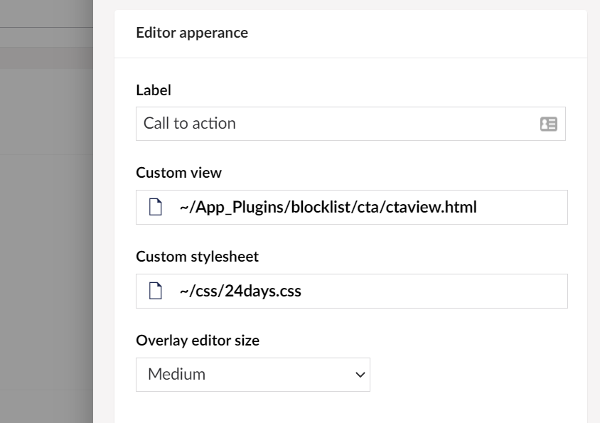 Block List Editor appearance setting