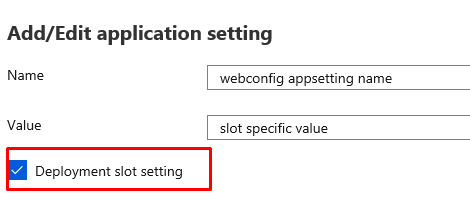Screenshot showing the add/edit application setting in Azure DevOps